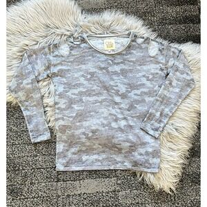 Chaser Cold Shoulder Cutout Design Long Sleeve Camouflage Women's Top Size Small